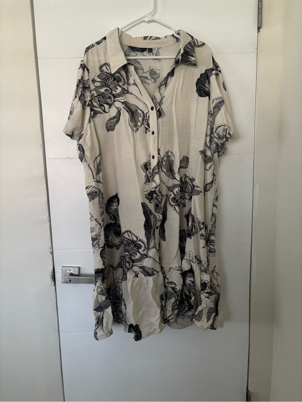 Mlle Gabrielle Cream Dress with Black Floral Print